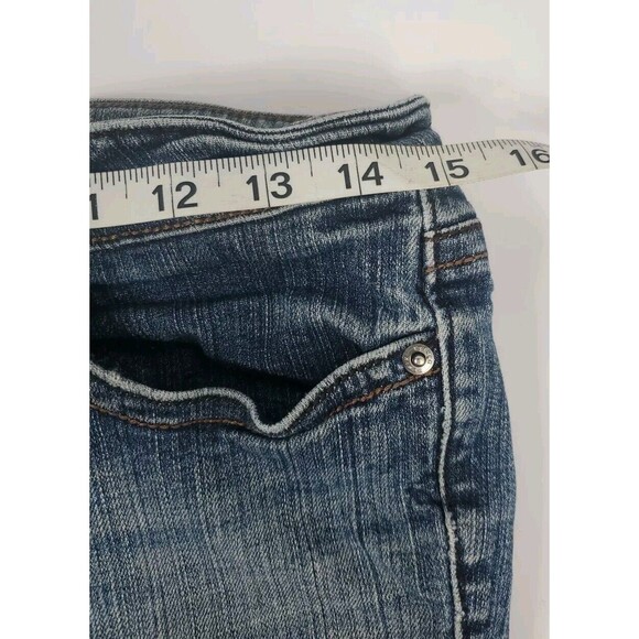 Refuge Jeans Skinny Boot Flare Distressed Blue Low Embroidered 29x30 Size 9R Y2K - Picture 6 of 10